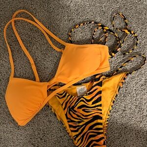 Orange and Black Zebra Print Bikini